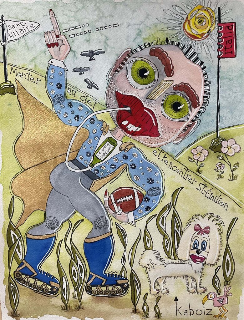 Titre Face de bouette Jean aquarelle Kaboiz femme artiste