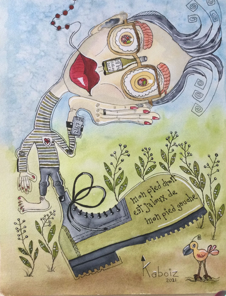 Titre Face de bouette Sophie aquarelle Kaboiz femme artiste