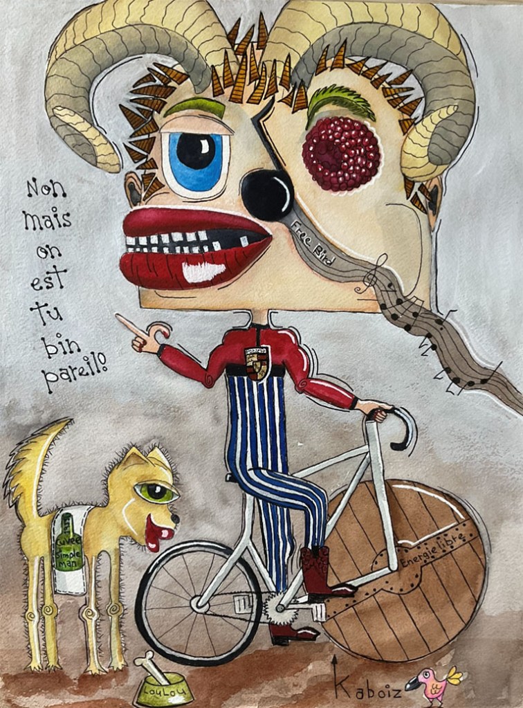 Titre Face de bouette Mario aquarelle Kaboiz femme artiste