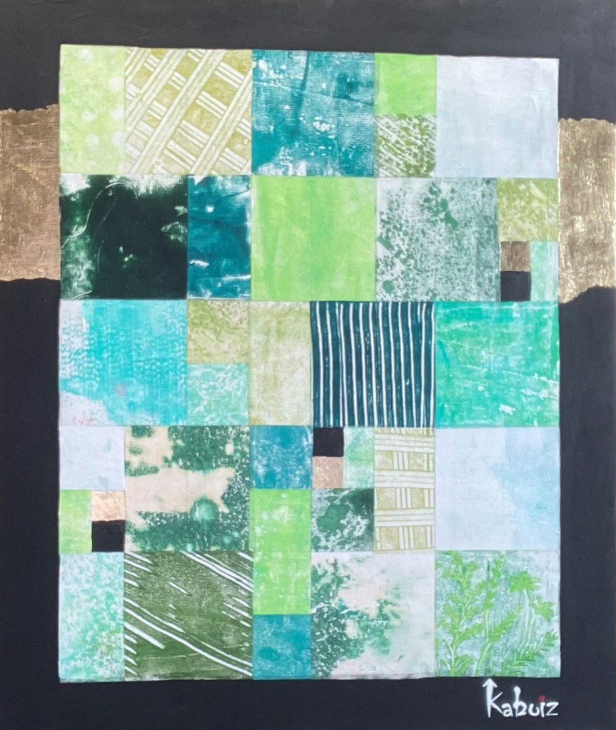 Toile réalisée en acrylique et techniques mixtes grandeur 20 x 24 pouces son titre: Cinquième génération de la famille, réalisée par Kaboiz femme artiste