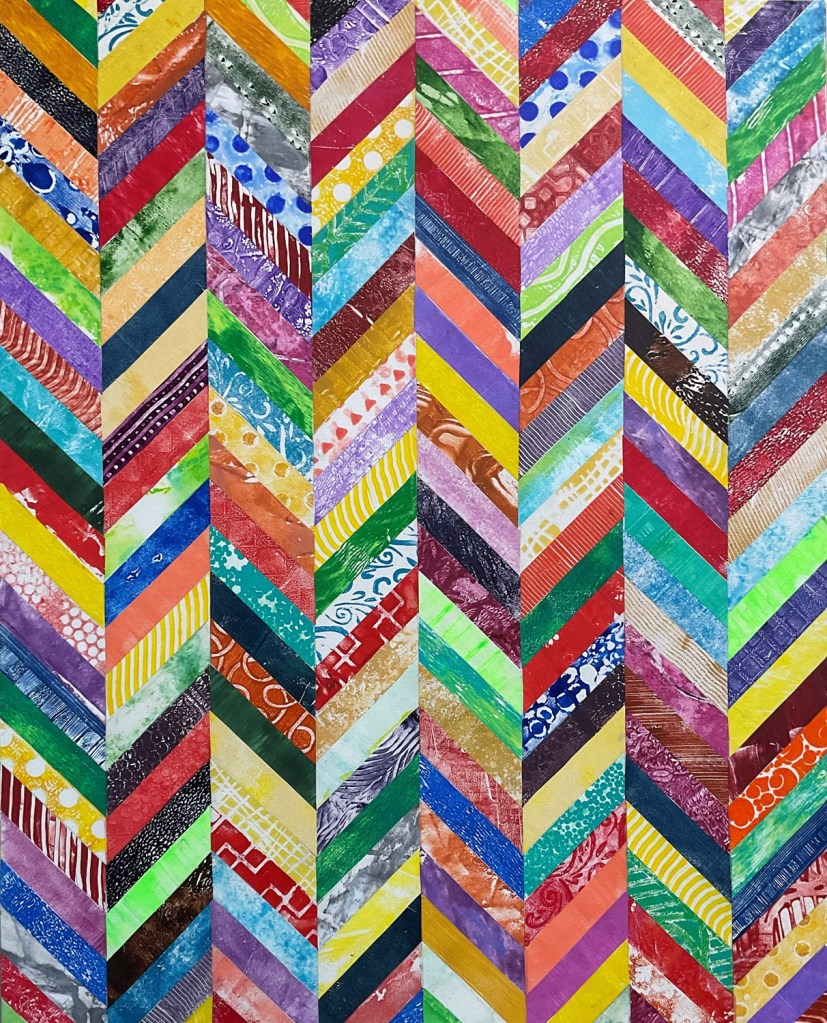 Toile réalisée en acrylique et techniques mixtes grandeur 24 x 30 pouces son titre: Chemin du Sanctuaire, réalisée par Kaboiz femme artiste