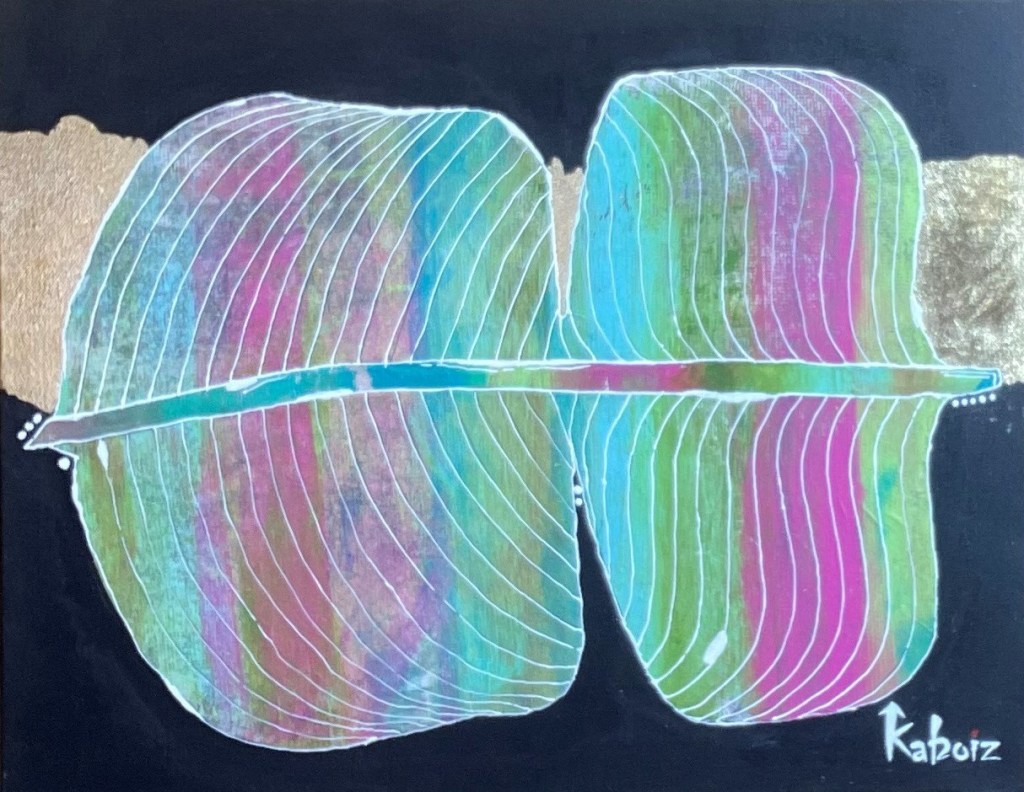 Toile réalisée en acrylique et techniques mixtes grandeur 16 x 20 pouces son titre: Mamy de la famille, réalisée par Kaboiz femme artiste